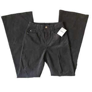 NWT Forever 21 Distressed Corduroy Flare Pants Charcoal Size S